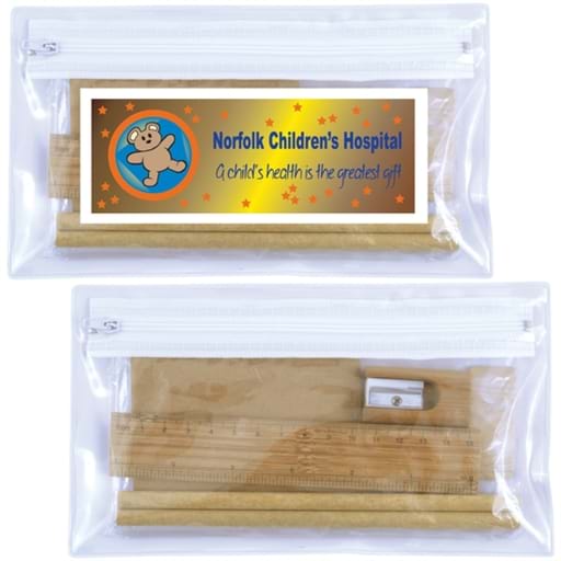 Bamboo Stationery Set In Pencil Case